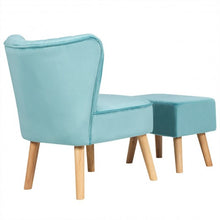 Load image into Gallery viewer, Leisure Chair and Ottoman Padded Velvet Tufted Sofa Set -Green