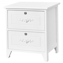 Load image into Gallery viewer, Solid Wood Elegant Storage Nightstand w/ 2 Locking Drawers-White