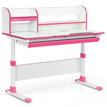 Load image into Gallery viewer, Adjustable Height Study Desk with Drawer and Tilted Desktop for School and Home-Pink