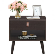Load image into Gallery viewer, Nightstand Bedroom Table with Drawer Storage Shelf-Brown