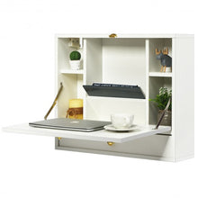 Load image into Gallery viewer, Wall Mounted Folding Laptop Desk Hideaway Storage with Drawer-White