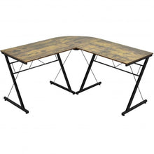 Load image into Gallery viewer, 59" L-Shaped Corner Desk Computer Table for Home Office Study Workstation-Brown