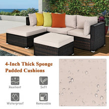 Load image into Gallery viewer, 5 Pcs Patio Rattan Sofa Set with Cushion and Ottoman-Beige