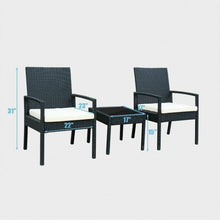 Load image into Gallery viewer, 3 Pcs Outdoor Rattan Patio Conversation Furniture Set