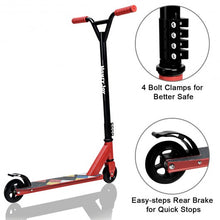 Load image into Gallery viewer, Lightweight Aluminum Freestyle Stunt Kick Scooter 2 Wheels Adults Teenagers Red