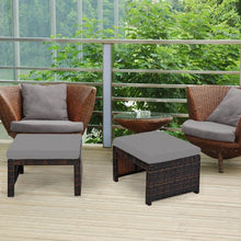 Load image into Gallery viewer, 2 Pieces Cushioned Patio Rattan Ottoman Foot Rest-Gray