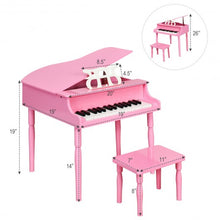 Load image into Gallery viewer, 30-Key Wood Toy Kids Grand Piano with Bench & Music Rack-Pink