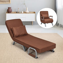 Load image into Gallery viewer, Folding 5 Position Convertible Sleeper Bed Armchair Lounge Couch w/Pillow-Coffee