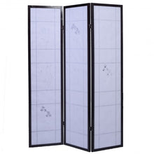Load image into Gallery viewer, 3 Panels Printing Flower Solid Wood Room Screen-Black