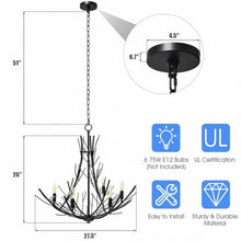 Load image into Gallery viewer, 6-Light Vintage Branch Chandelier Copper Ceiling Lamp