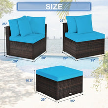 Load image into Gallery viewer, 4 Pcs Ottoman Garden Deck Patio Rattan Wicker Furniture Set Cushioned Sofa