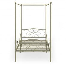 Load image into Gallery viewer, Twin Size Metal Canopy Bed Frame 4 Poster Steel Slats Headboard Footboard-Golden