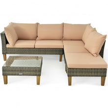 Load image into Gallery viewer, 4PCS Patio Rattan Furniture Set Cushioned Loveseat-Brown