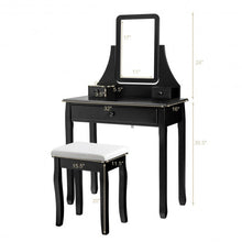 Load image into Gallery viewer, Square Mirrored Vanity Dressing Table Set with 3 Storage Boxes-Black