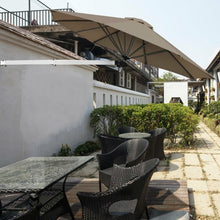 Load image into Gallery viewer, 8ft Wall-Mounted Telescopic Folding Tilt Aluminum Sun Shade Umbrella-Tan