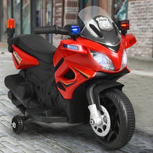 Load image into Gallery viewer, 6V Kids 4-Wheel Ride On Police Motorcycle with Training Wheels-Red
