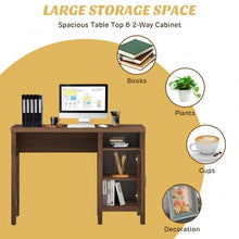 Load image into Gallery viewer, Rustic Computer Desk Writing Table Study Workstation with Storage Cabinet-Walnut