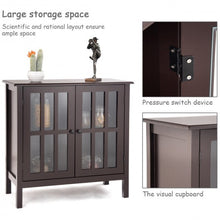 Load image into Gallery viewer, Glass Door Sideboard Console Storage Buffet Cabinet-Brown
