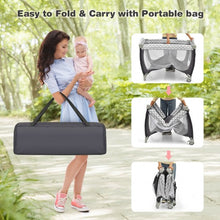 Load image into Gallery viewer, 3 in 1 Portable Baby Playard with Zippered Door and Toy Bar-Gray