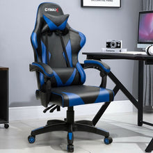 Load image into Gallery viewer, Gaming Chair Reclining Swivel with Massage Lumbar Support -Blue