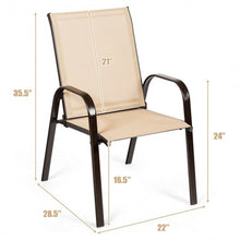 Load image into Gallery viewer, 2 PCS Patio Chairs Outdoor Dining Chair with Armrest-Beige