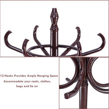 Load image into Gallery viewer, Wood Standing Hat Coat Rack with Umbrella Stand-Brown