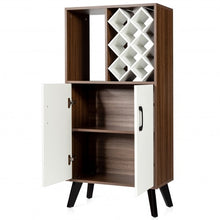 Load image into Gallery viewer, Bar Cabinet Wooden Buffet Sideboard Storage Cupboard with Wine Rack