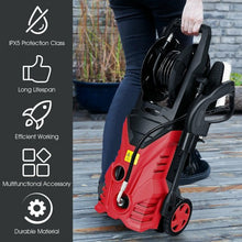 Load image into Gallery viewer, 1800W 2030PSI Electric Pressure Washer Cleaner with Hose Reel-Red