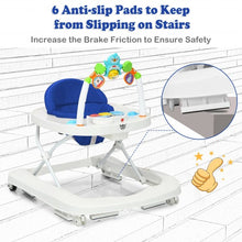 Load image into Gallery viewer, 2-in-1 Foldable Baby Walker with Adjustable Heights-Blue