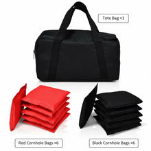 Load image into Gallery viewer, 12 Beanbag Black and Red Weather Resistant Bags
