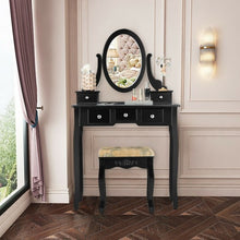 Load image into Gallery viewer, Vanity Make Up Table Set Dressing Table Set with 5 Drawers-Black