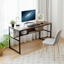 Load image into Gallery viewer, 55" Computer Desk Writing Table Workstation Home Office w/ Bookshelf-RB