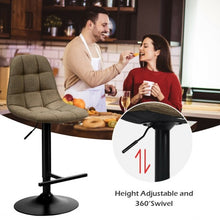 Load image into Gallery viewer, 2Pcs Adjustable Bar Stools Swivel Counter Height Linen Chairs -Brown