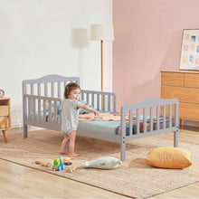 Load image into Gallery viewer, Classic Kids Wood Bed with Guardrails-Gray