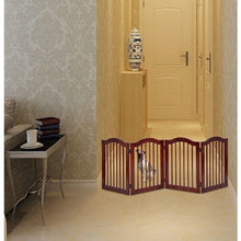 Load image into Gallery viewer, 4 Panels Folding Freestanding Wood Pet Dog Safety Gate-24"