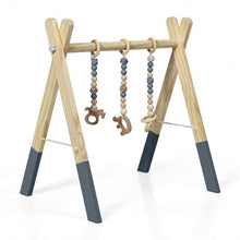 Load image into Gallery viewer, 3 Wooden Baby Teething Toys Hanging Bar-Gray