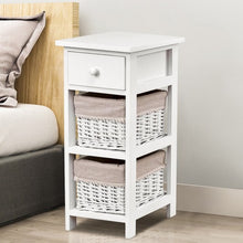 Load image into Gallery viewer, Wooden Morden Nightstand with 2 Wicker Rattan Drawers