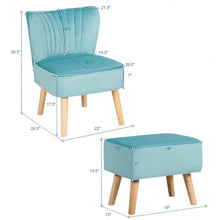 Load image into Gallery viewer, Leisure Chair and Ottoman Padded Velvet Tufted Sofa Set -Green