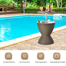 Load image into Gallery viewer, 3 in 1 8 Gallon Patio Rattan Cooler Bar Table with Adjust Ice Bucket-Brown