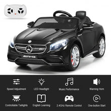 Load image into Gallery viewer, 12 V Mercedes-Benz S63 Licensed Kids Ride On Car-Black