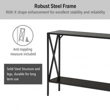 Load image into Gallery viewer, 2 Tier Narrow Accent Side Entryway Metal Frame Console Table -Coffee