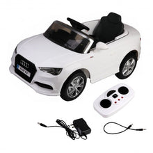 Load image into Gallery viewer, 12 V Audi A3 Kids Ride on Car with RC + LED Light + Music-White