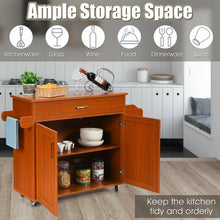 Load image into Gallery viewer, Rolling Kitchen Island Cart with Towel and Spice Rack-Cherry