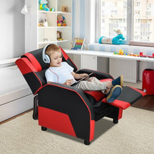 Load image into Gallery viewer, Kids Youth PU Leather Gaming Sofa Recliner with Headrest and Footrest-Red