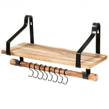 Load image into Gallery viewer, Wooden Wall-Mounted Floating Storage Shelf with Removable Towel Bar