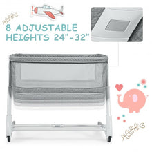 Load image into Gallery viewer, Baby Height Adjustable Bassinet w/ Washable Mattress-Gray