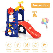 Load image into Gallery viewer, 6-in-1 Freestanding Kids Slide with Basketball Hoop Play Climber