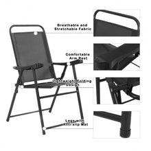 Load image into Gallery viewer, Set of 4 Folding Sling Chairs with Armrest