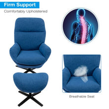 Load image into Gallery viewer, Modern Swivel Rocking Chair and Ottoman Set with Aluminum Alloy Base-Blue