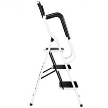 Load image into Gallery viewer, 3-Step Non-slip Folding Stool Ladder with Handrails